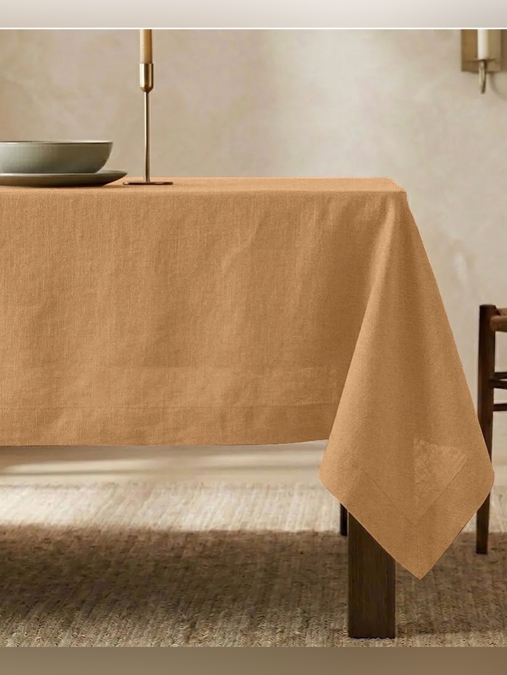 Solino Home Diana Medium Weight Tablecloth Tobacco Brown 60 x 90 in